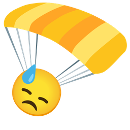 downcast face with sweat and parachute