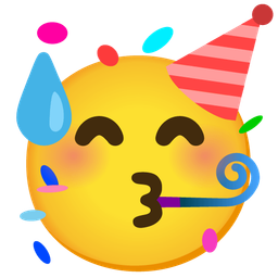 downcast face with sweat and partying face