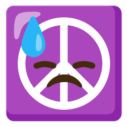 downcast face with sweat and peace symbol