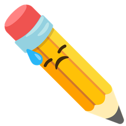 downcast face with sweat and pencil