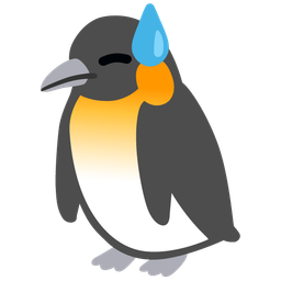 downcast face with sweat and penguin