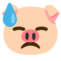 downcast face with sweat and pig face