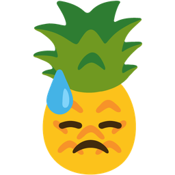 downcast face with sweat and pineapple