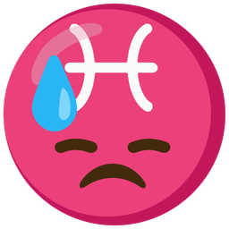 downcast face with sweat and Pisces