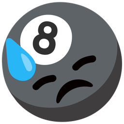 Downcast face with sweat and Pool 8 ball