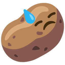 downcast face with sweat and potato