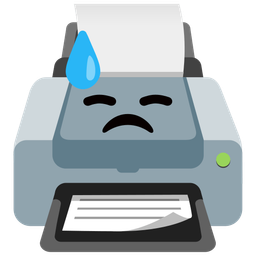 downcast face with sweat and printer