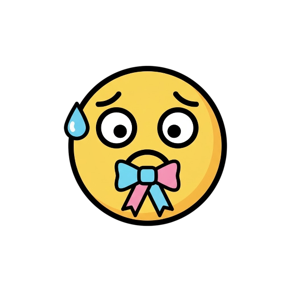 Downcast face with sweat and Reminder ribbon