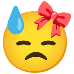 downcast face with sweat and ribbon