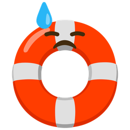 downcast face with sweat and ring buoy