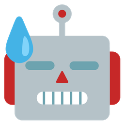 downcast face with sweat and robot