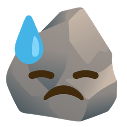 downcast face with sweat and rock