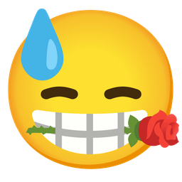 downcast face with sweat and rose