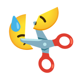 downcast face with sweat and scissors