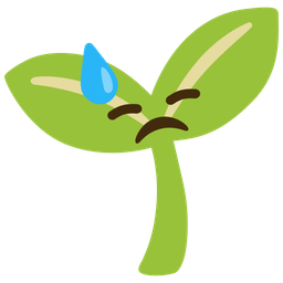 downcast face with sweat and seedling