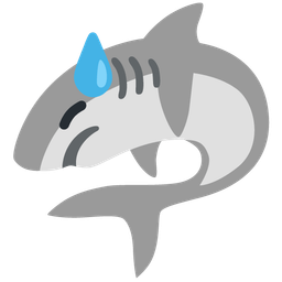 downcast face with sweat and shark