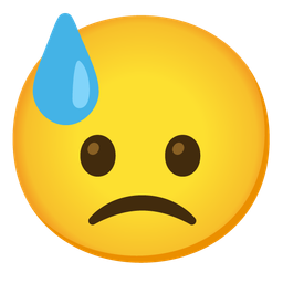 downcast face with sweat and slightly frowning face