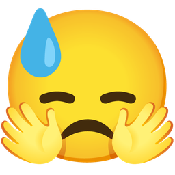 Downcast face with sweat and Smiling face with open hands