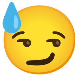 downcast face with sweat and smirking face