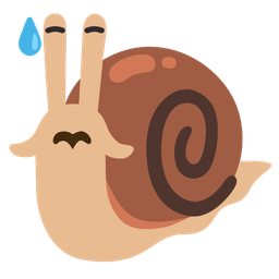 downcast face with sweat and snail