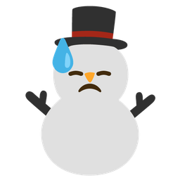 downcast face with sweat and snowman without snow