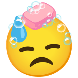 downcast face with sweat and soap