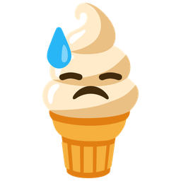 downcast face with sweat and soft ice cream