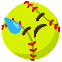 downcast face with sweat and softball