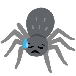 downcast face with sweat and spider