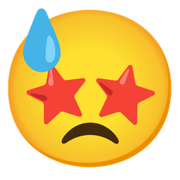 Downcast face with sweat and Star-struck