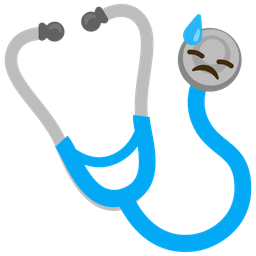 downcast face with sweat and stethoscope