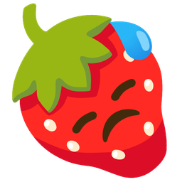 downcast face with sweat and strawberry