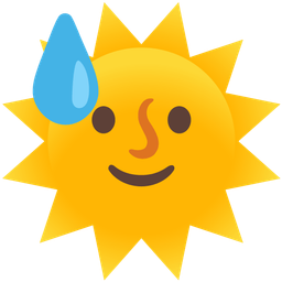 downcast face with sweat and sun with face