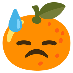 downcast face with sweat and tangerine