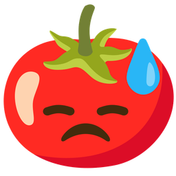 downcast face with sweat and tomato