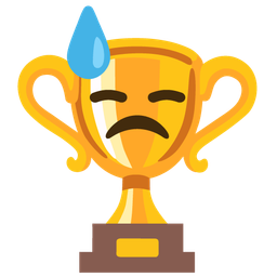 downcast face with sweat and trophy