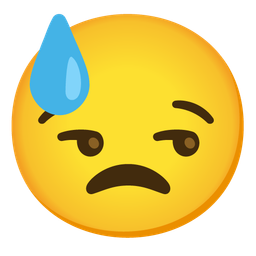 downcast face with sweat and unamused face