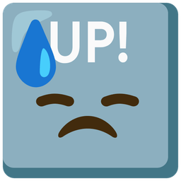 Downcast face with sweat and UP! button