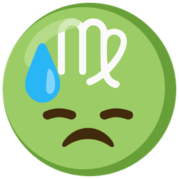 downcast face with sweat and Virgo