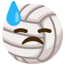 downcast face with sweat and volleyball