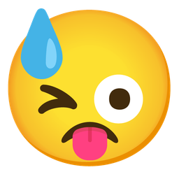 Downcast face with sweat and Winking face with tongue