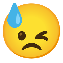 Downcast face with sweat and Winking face