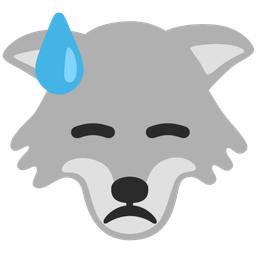 Downcast face with sweat and Wolf