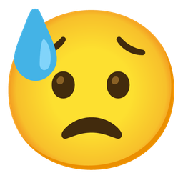 downcast face with sweat and worried face