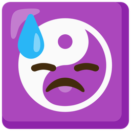 downcast face with sweat and yin yang