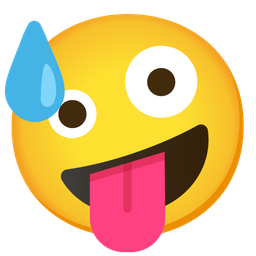 Downcast face with sweat and Zany face