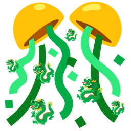 dragon and confetti ball