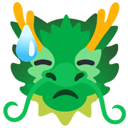 dragon and downcast face with sweat