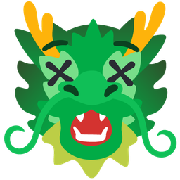 dragon and face with crossed-out eyes