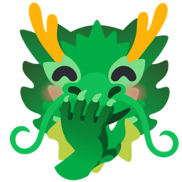 dragon and face with hand over mouth